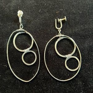 Vintage handmade metal dangle earrings